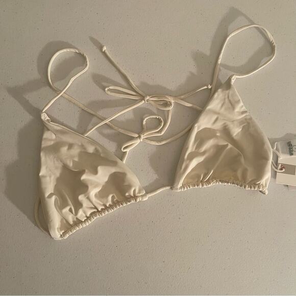 NWT Good American Tiny Ties Bikini swim bathing  Suit Neon bottoms Ivory top L - Picture 2 of 6